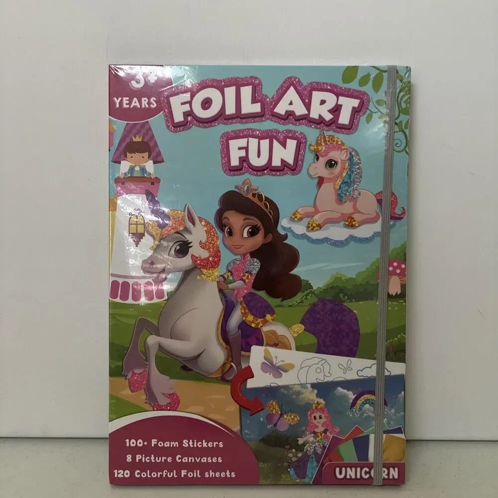 Foil Art Fun Unicorns & Princesses 100 + Foam Stickers 120 Foil Sheets Brand New